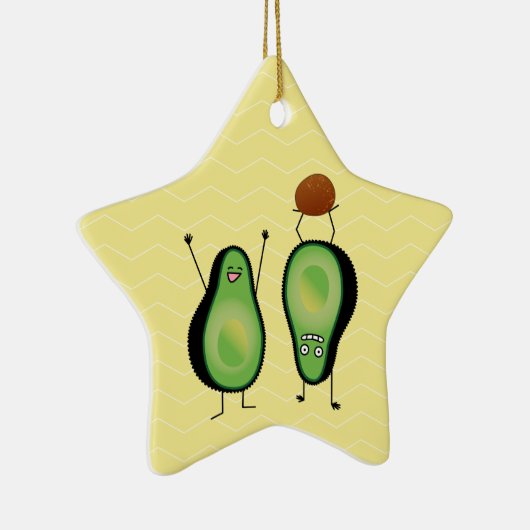 Het toejuichen van de avocado grappige handstand keramisch ornament (Rechts)