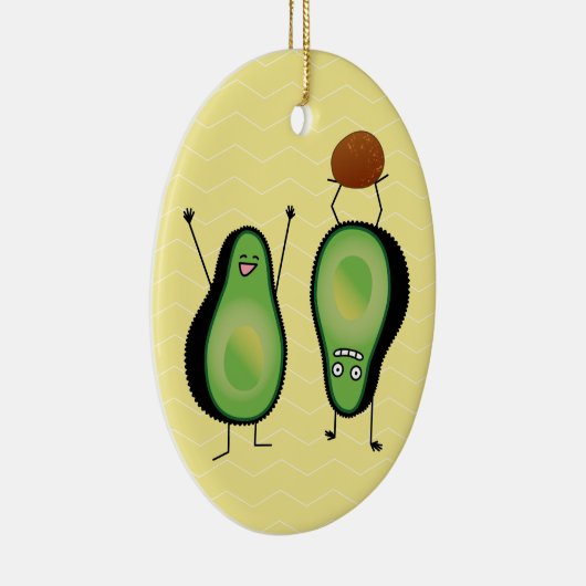 Het toejuichen van de avocado grappige handstand keramisch ornament (Rechts)