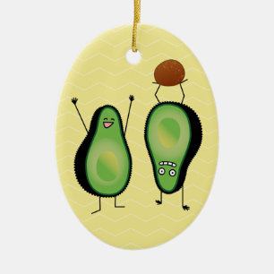 Het toejuichen van de avocado grappige handstand keramisch ornament