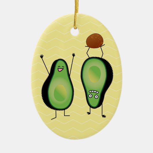 Het toejuichen van de avocado grappige handstand keramisch ornament (Voorkant)