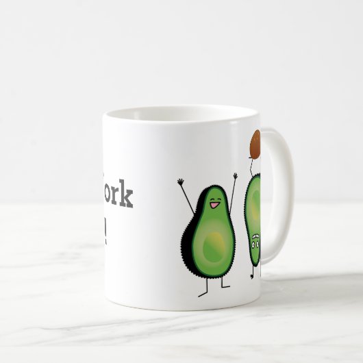 Het toejuichen van de avocado grappige handstand koffiemok (Voorkant rechts)