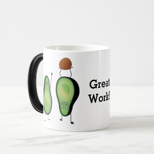 Het toejuichen van de avocado grappige handstand magische mok (Voorkant links)