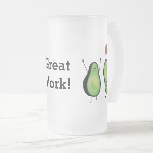 Het toejuichen van de avocado grappige handstand matglas bierpul (Voorkant rechts)