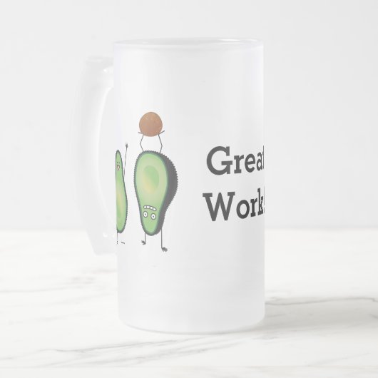 Het toejuichen van de avocado grappige handstand matglas bierpul (Voorkant links)