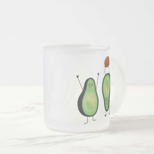 Het toejuichen van de avocado grappige handstand matglas koffiemok (Voorkant rechts)
