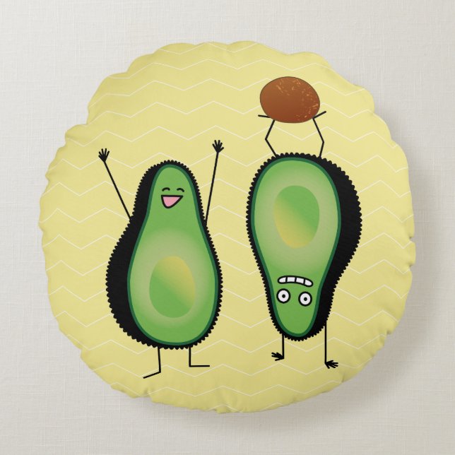 Het toejuichen van de avocado grappige handstand rond kussen (Voorkant)