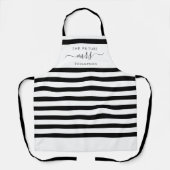 Het toekomstige mevr. Black Elegant Modern Stripes Schort (Voorkant)