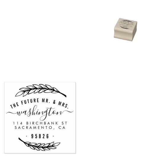 Het toekomstige Mr & Mrs Elegant Script retouradre Rubberstempel (Gestempeld)