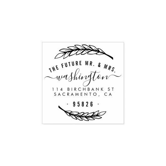 Het toekomstige Mr & Mrs Elegant Script retouradre Rubberstempel (Afrduk)