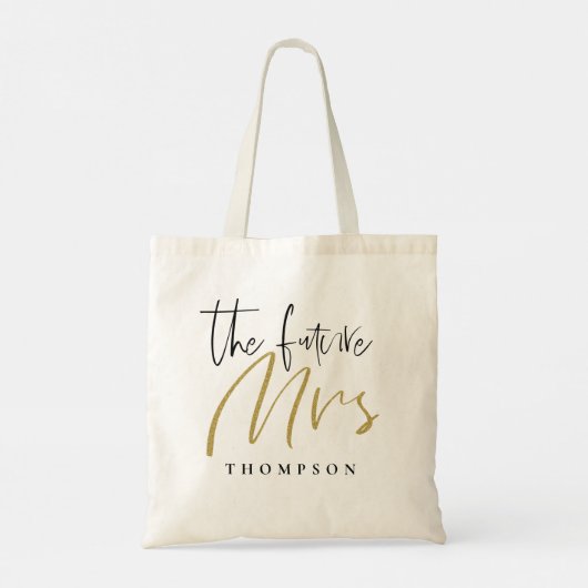 Het toekomstige Mrs. Gold Black script Tote Bag (Achterkant)