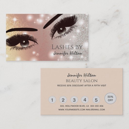 Het toestaan van glitterij zweeft make-up ogen visitekaartje (Voorkant / Achterkant)