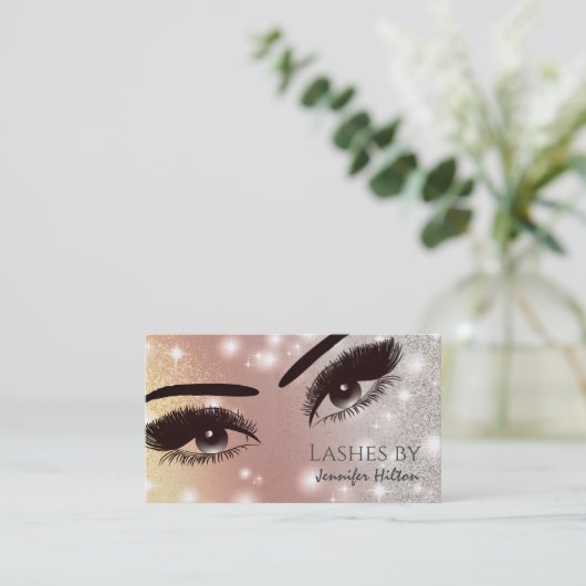 Het toestaan van glitterij zweeft make-up ogen visitekaartje (Staand voorkant)