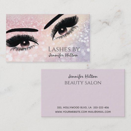 Het toestaan van glitterij zweeft make-up ogen visitekaartje (Voorkant / Achterkant)