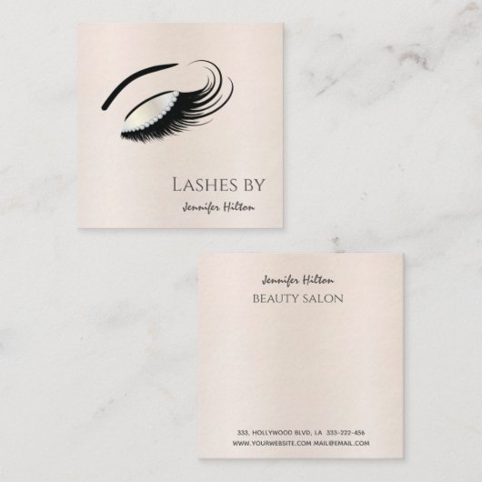 Het toestaan van moderne diamantzweetjes make-upey vierkante visitekaartje (Voorkant / Achterkant)