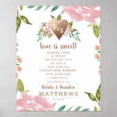 Het toestaan van Roos  Love is Sweet Wedding Sign Poster (Voorkant)