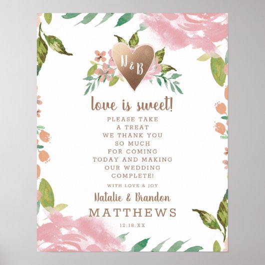 Het toestaan van Roos Love is Sweet Wedding Sign Poster (Voorkant)
