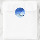 Het toevluchtsoord onder de kerstster ronde sticker (Tas)
