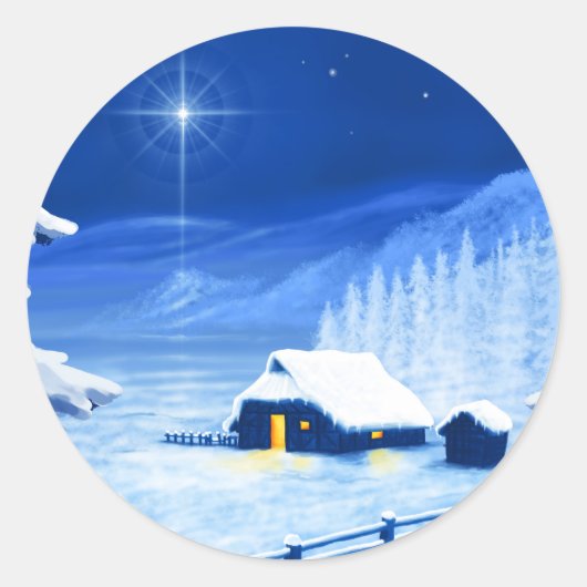 Het toevluchtsoord onder de kerstster ronde sticker (Voorkant)