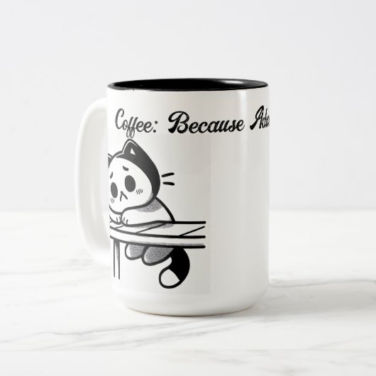 Het toevoegen is moeilijk tweekleurige koffiemok (Voorkant links)