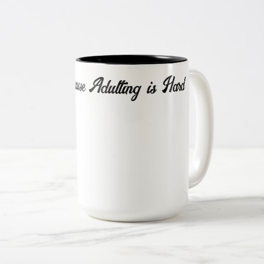 Het toevoegen is moeilijk tweekleurige koffiemok (Voorkant rechts)