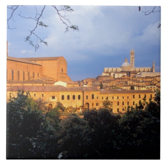 Het Toscaanse dorp Sienna, Italië. Tegeltje (Voorkant)
