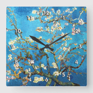 Het tot bloei komen Almond Tree Van Gogh Fine Art. Vierkante Klok