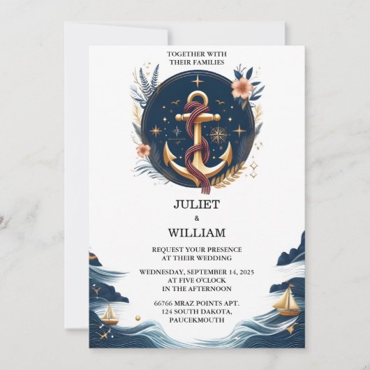 Het touw knoop boot schip marine blauw nautische b kaart (Voorkant)