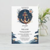 Het touw knoop boot schip marine blauw nautische b kaart (Staand voorkant)