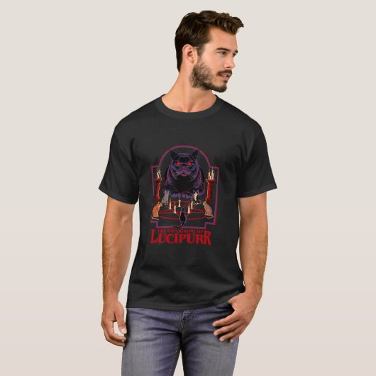 Het toveren van Lucipurr Retro Dark Humor T-shirt (Voorkant volledig)
