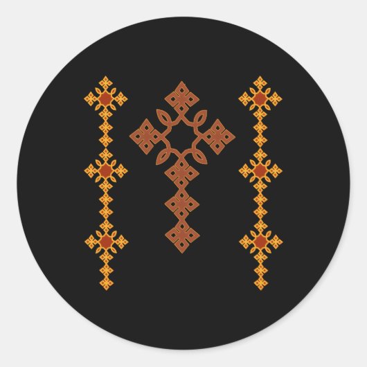 Het traditionele Ethiopische kruis Ronde Sticker (Voorkant)