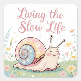 Het trage leven leven | Pastel Bloemenslak Vierkante Sticker