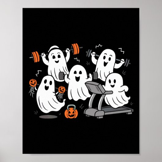 Het trainen van Ghost Gym Halloween Shirt Fitness  Poster (Voorkant)