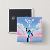 Het Trans Signaal Vierkante Button 5,1 Cm (Voorkant /achterkant)
