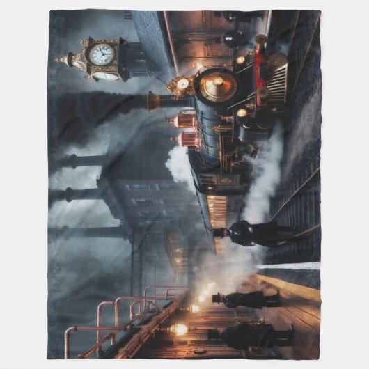 Het treinstation van Steampunk Fleece Deken (Voorkant)