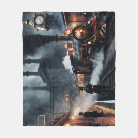 Het treinstation van Steampunk Fleece Deken (Voorkant)