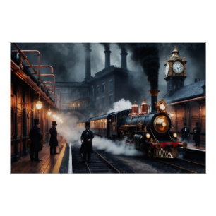 Het treinstation van Steampunk Perfect Poster