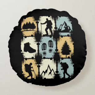 Het trekken - het Hiking van de Retro van de Stuf Rond Kussen