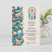 Het Tribal Aqua Zand Werk Gestapeld Zee Glas Bruil Kaart (Staand voorkant)