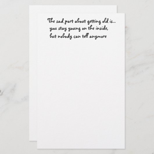 Het trieste deel over oud zijn is-kantoorwerk briefpapier (Voorkant / Achterkant)
