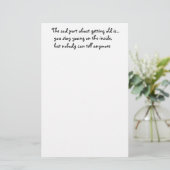 Het trieste deel over oud zijn is-kantoorwerk briefpapier (Staand voorkant)