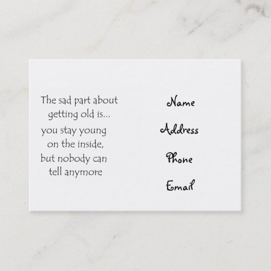 Het trieste deel over oude visitekaartjes (Voorkant)