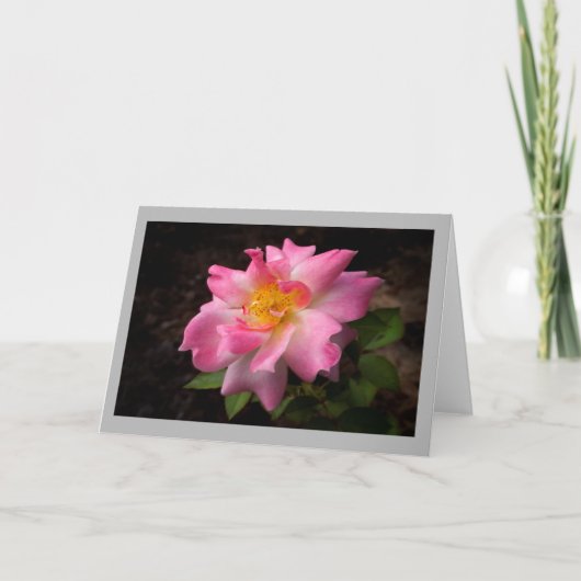 Het trillende roze nam gouden centrum toe kaart (Voorkant)