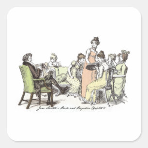 Het trimmen van een Pet Jane Austen Pride en Preju Vierkante Sticker