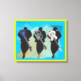 Het Trio-Gerekte Canvasprint-Geel Achtergrond Canvas Afdruk