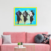 Het Trio-Gerekte Canvasprint-Geel Achtergrond Canvas Afdruk (Insitu (Woonkamer))