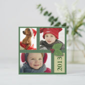Het Trio van de Foto van Kerstmis in de Groene Feestdagenkaart (Staand voorkant)