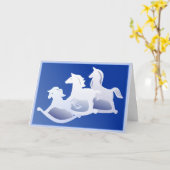 Het trio van het hobbelpaard kaart (Gele Bloem)