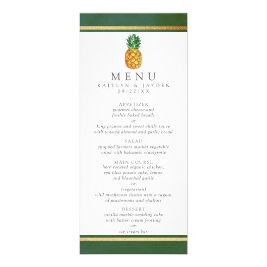 Het Tropical Pineapple Wedding Collectie - Menu (Voorkant)