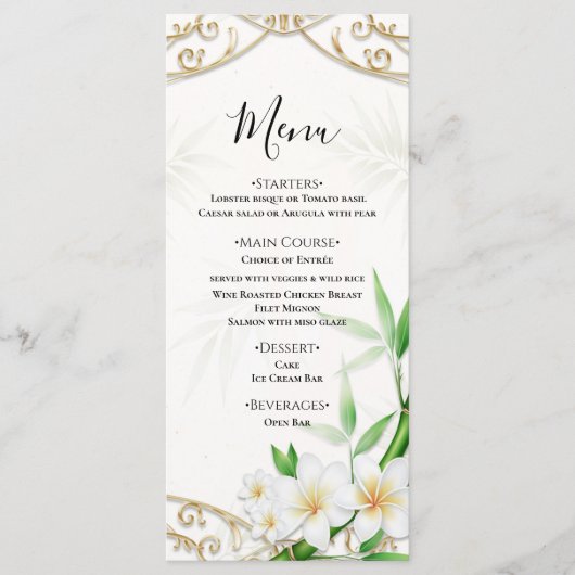 Het Tropisch Imperial Bamboe Tuin Bruiloftsmenu Menu (Voorkant)