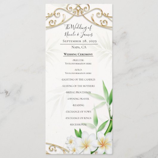 Het Tropisch Imperial Bamboo Tuin Bruiloft Menu (Voorkant)